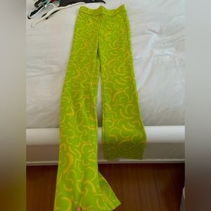 Zara Green and Yellow Flare Y2K Pants